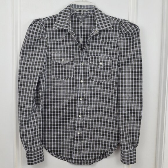 Greyson Western Shirt Women Small Pearl Snap Buttons Check Plaid Praire Cowgirl - Picture 1 of 12